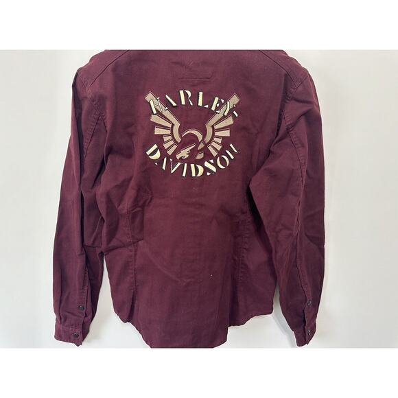 Women’s Harley Davidson Shirt Button Up Down Maroon Embroidered Button Shirt M - Picture 6 of 9